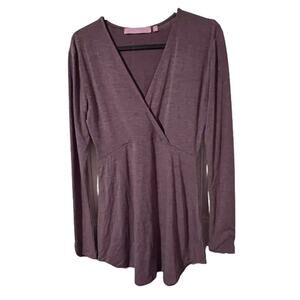 Regna X Women’s Long Sleeve Shirt Blouse Sage Purple Loose V-Neck Top EU…